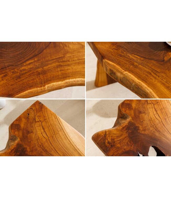 Invicta Interior Massief houten bank ROOT 100cm bruin naturel teakhouten boomstam - 44706