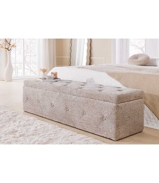 Invicta Interior Chesterfield bedbank EXTRAVAGANCIA 140cm champagne greige bouclè met opbergruimte - 44247 Invicta Interior Chesterfield bedbank EXTRAVAGANCIA 140cm champagne greige bouclè met opbergruimte - 44247