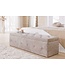 Invicta Interior Chesterfield bedbank EXTRAVAGANCIA 140cm champagne greige bouclè met opbergruimte - 44247