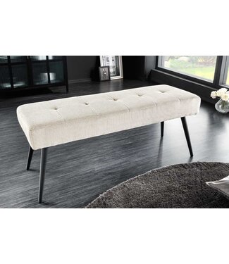 Invicta Interior Design Bank BOUTIQUE 100cm beige corduroy zwarte metalen poten gestoffeerde bank - 45729