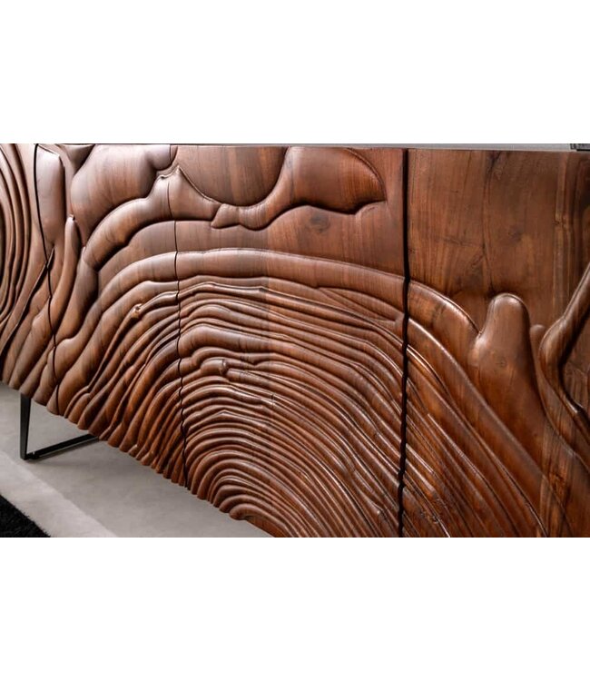 Invicta Interior Massief dressoir FLUID 175cm Walnoot-Bruin Acaciahout 3D Design Skid Base - 45593