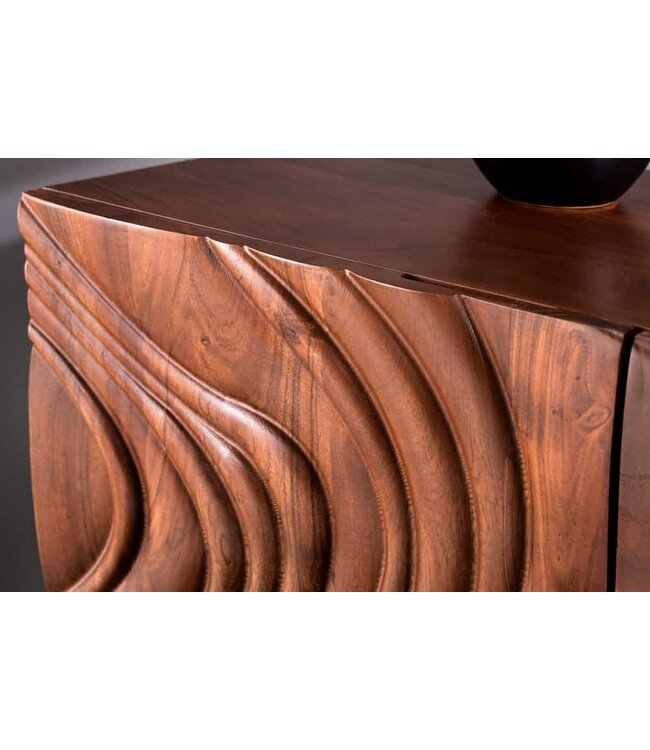 Invicta Interior Massief dressoir FLUID 175cm Walnoot-Bruin Acaciahout 3D Design Skid Base - 45593