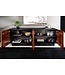 Invicta Interior Massief dressoir FLUID 175cm Walnoot Bruin Acaciahout 3D Design Zwart Onderstel - 45599