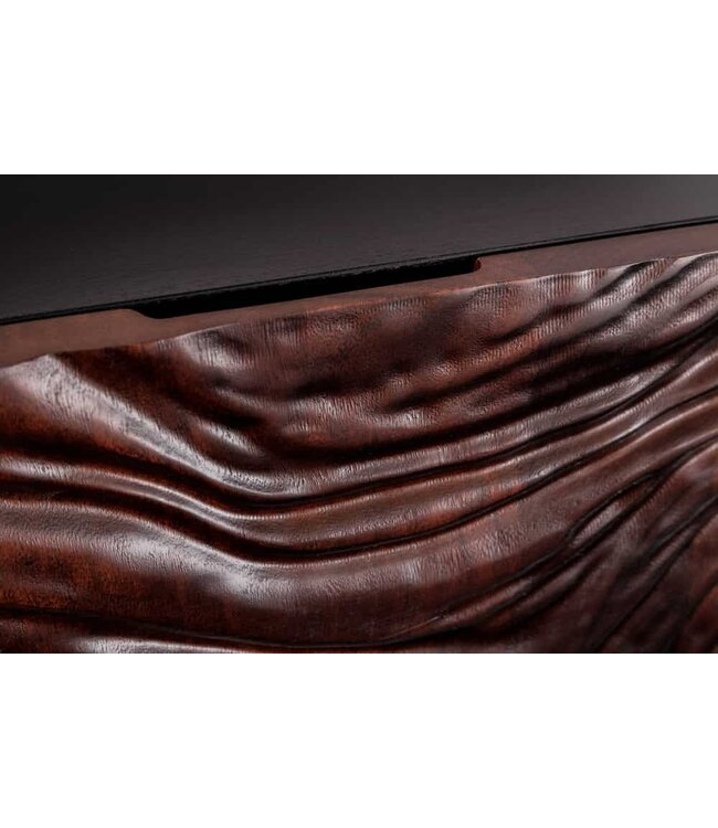 Invicta Interior Massief dressoir FLUID 175cm Walnoot Bruin Acaciahout 3D Design Zwart Onderstel - 45599