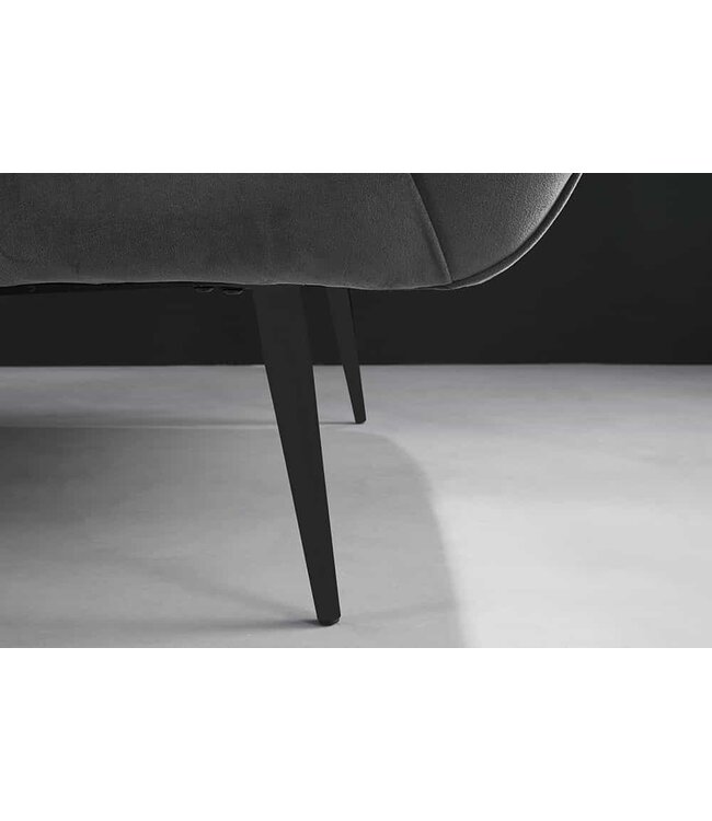 Invicta Interior Design 2-zits bank NOBLESSE 165cm grijs fluweel zwart metalen poten veerkern - 45050