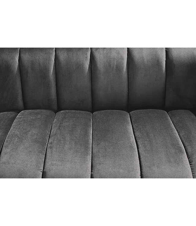 Invicta Interior Design 2-zits bank NOBLESSE 165cm grijs fluweel zwart metalen poten veerkern - 45050