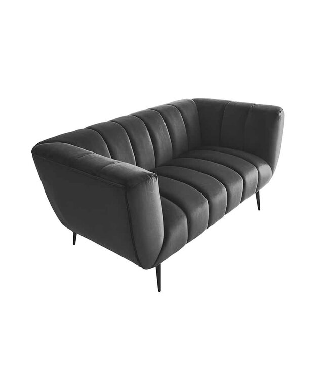 Invicta Interior Design 2-zits bank NOBLESSE 165cm grijs fluweel zwart metalen poten veerkern - 45050