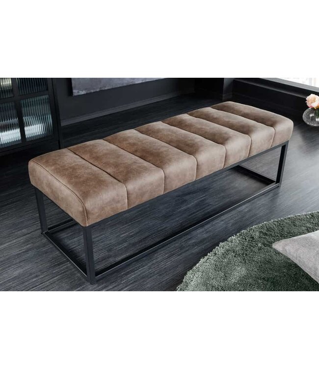 Invicta Interior Design bank PETIT BEAUTÉ 110cm vintage taupe microvezel zwart metalen frame - 44427