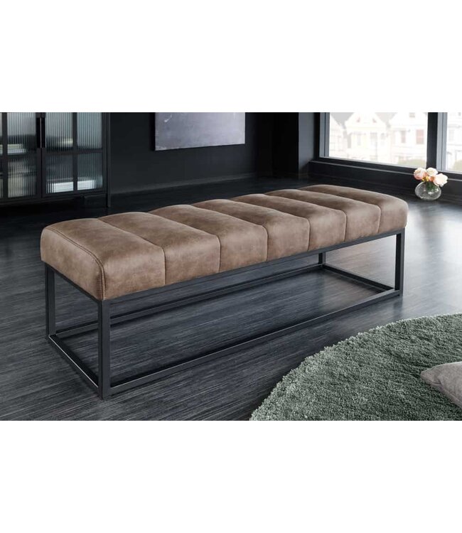 Invicta Interior Design bank PETIT BEAUTÉ 110cm vintage taupe microvezel zwart metalen frame - 44427