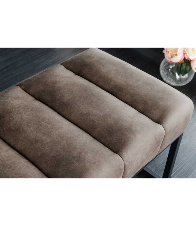 Invicta Interior Design bank PETIT BEAUTÉ 110cm vintage taupe microvezel zwart metalen frame - 44427