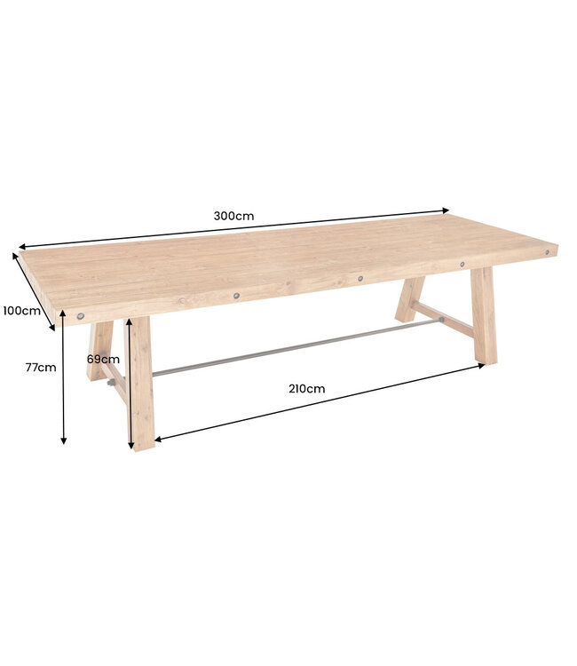 Invicta Interior Massieve eettafel FINCA 300cm vintage bruin gerecycled grenenhout - 44507