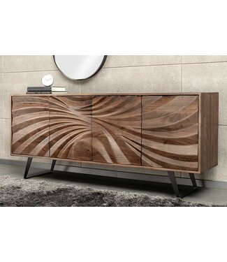 Invicta Interior Massief houten dressoir HURRICANE 175cm bruin acacia 3D design - 44389