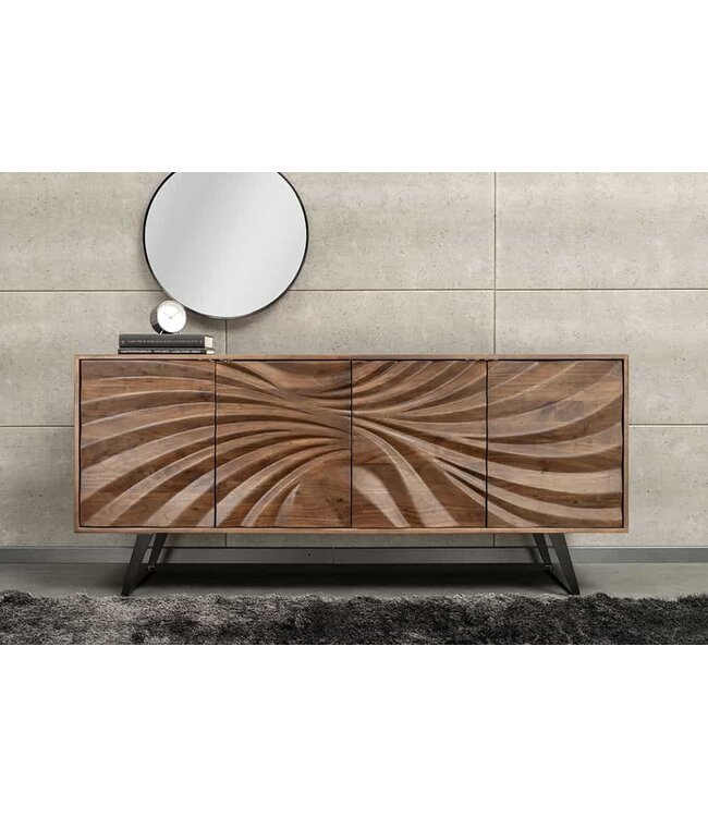 Invicta Interior Massief houten dressoir HURRICANE 175cm bruin acacia 3D design - 44389