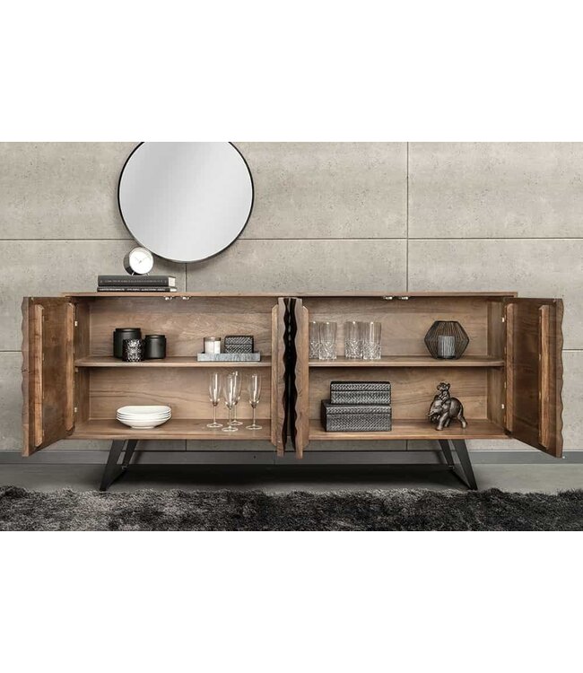Invicta Interior Massief houten dressoir HURRICANE 175cm bruin acacia 3D design - 44389