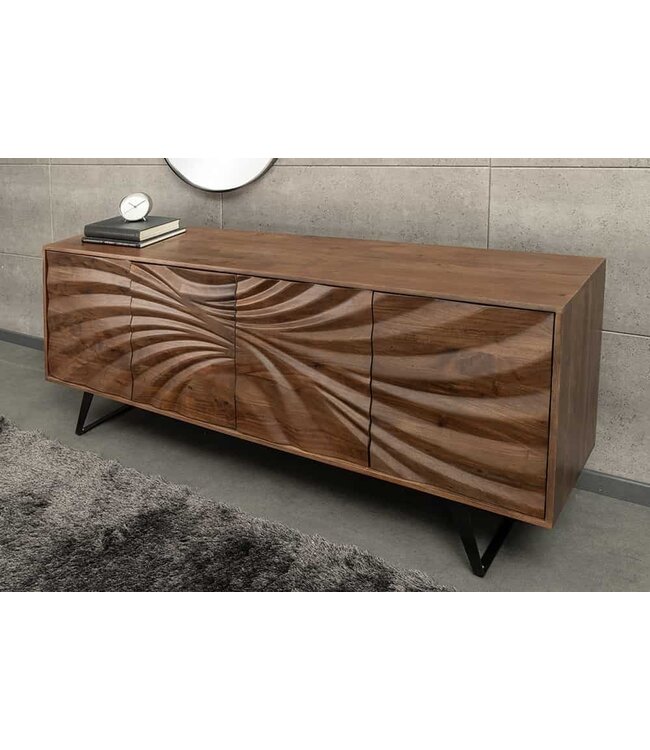 Invicta Interior Massief houten dressoir HURRICANE 175cm bruin acacia 3D design - 44389