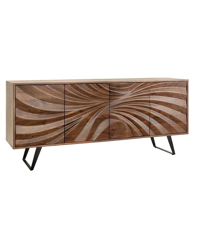 Invicta Interior Massief houten dressoir HURRICANE 175cm bruin acacia 3D design - 44389