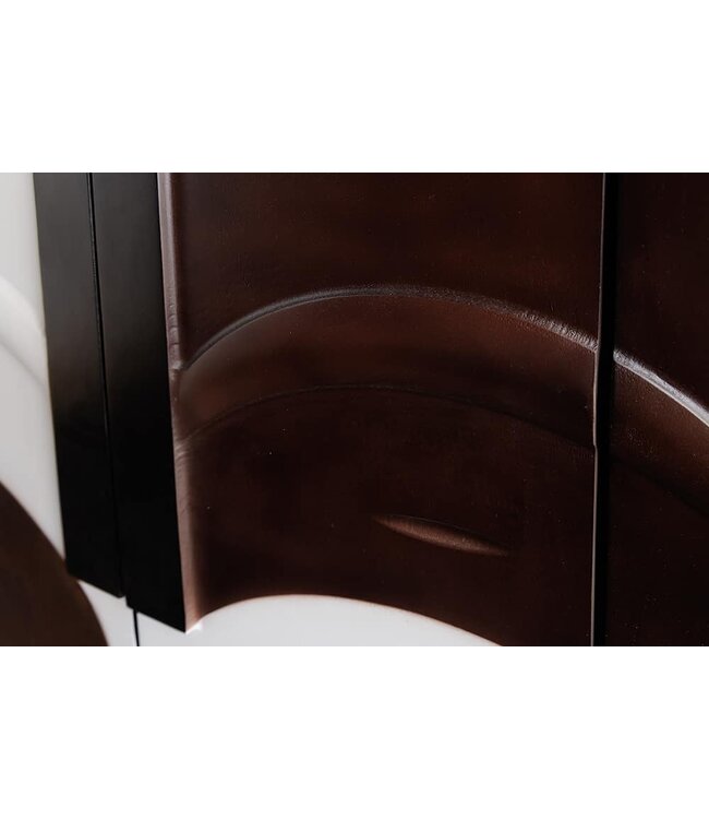 Invicta Interior Massief houten highboard VOODOO 120 cm bruin wit zwart mangohout met 3D-houtsnijwerk ovaal metalen frame - 44487