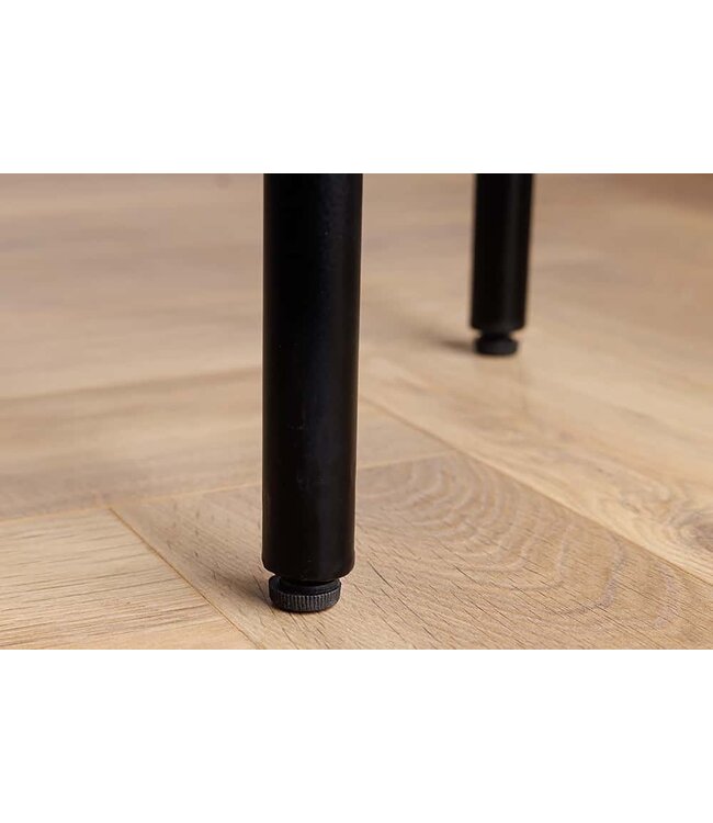 Invicta Interior Massief houten highboard VOODOO 120 cm bruin wit zwart mangohout met 3D-houtsnijwerk ovaal metalen frame - 44487