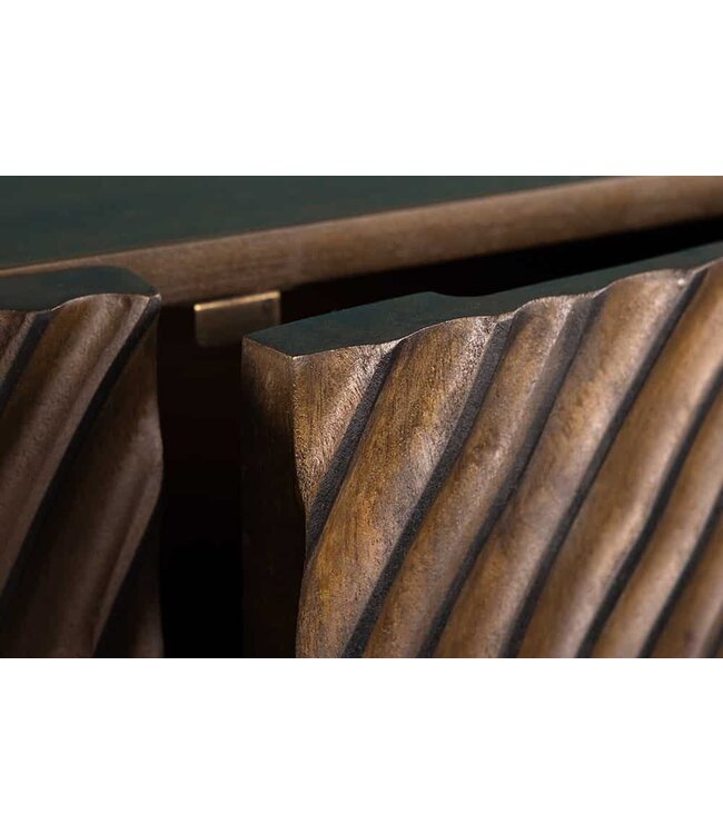 Invicta Interior Massief dressoir ZEN CIRCLES 180cm donkerbruin mangohout 3D design - 44580