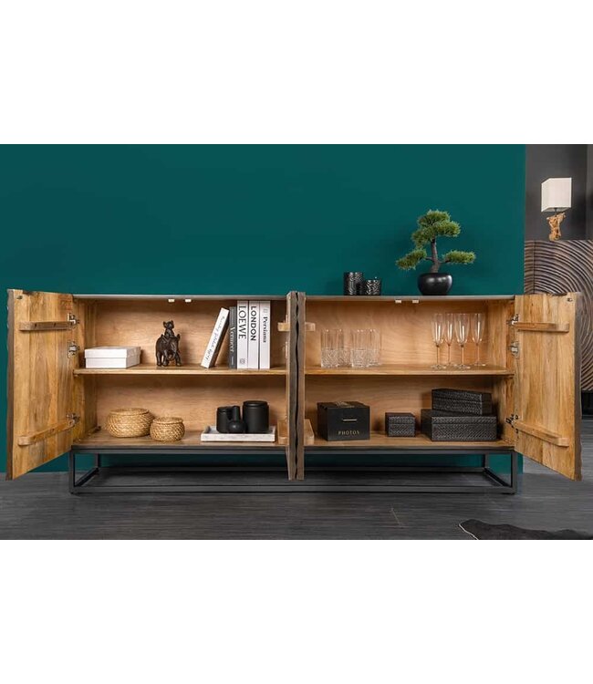 Invicta Interior Massief dressoir ZEN CIRCLES 180cm donkerbruin mangohout 3D design - 44580