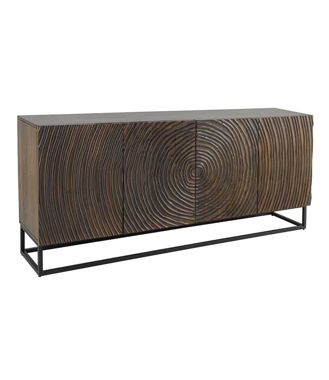 Invicta Interior Massief dressoir ZEN CIRCLES 180cm donkerbruin mangohout 3D design - 44580