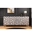 Invicta Interior Massief houten dressoir VULCANO 180cm wit zwart mangohout met 3D houtsnijwerk handgemaakt metalen frame goud - 44646