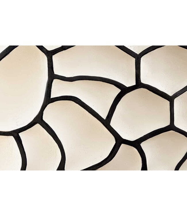 Invicta Interior Massief houten dressoir VULCANO 180cm wit zwart mangohout met 3D houtsnijwerk handgemaakt metalen frame goud - 44646