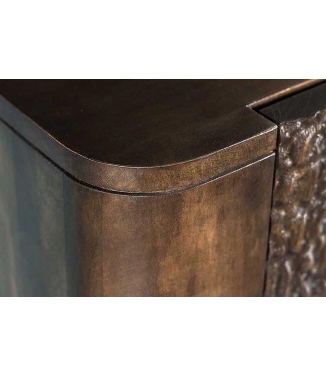 Invicta Interior Handgemaakt Highboard CROCO 120cm Bruin Mango Hout Massief 3D Design - 44615