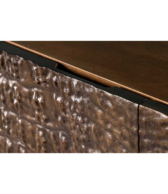 Invicta Interior Handgemaakt Highboard CROCO 120cm Bruin Mango Hout Massief 3D Design - 44615