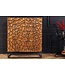 Invicta Interior Massief houten highboard VULCANO 120cm bruin mangohout met 3D houtsnijwerk handgemaakt metalen frame zwart - 44650