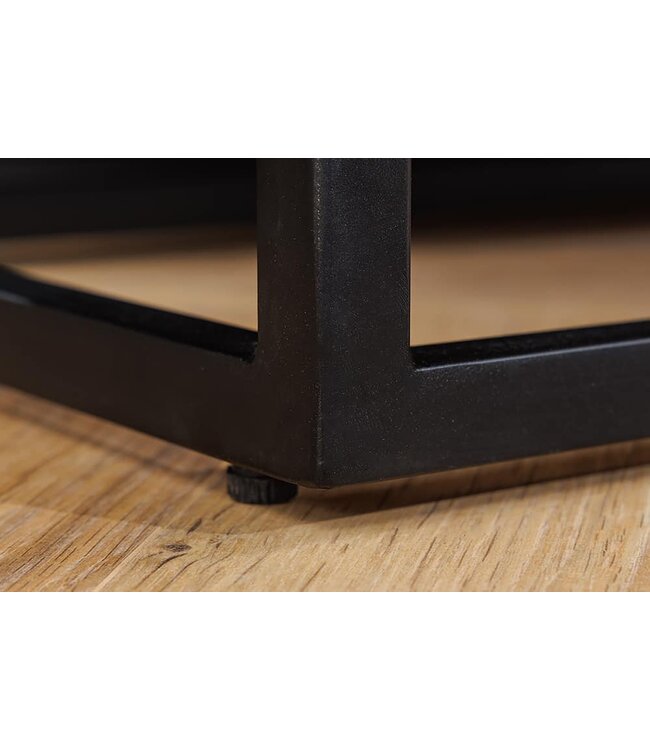 Invicta Interior Massief houten highboard VULCANO 120cm bruin mangohout met 3D houtsnijwerk handgemaakt metalen frame zwart - 44650