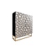 Invicta Interior Massief houten highboard VULCANO 120cm wit zwart mangohout met 3D houtsnijwerk handgemaakt metalen frame goud - 44645