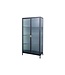 Invicta Interior Moderne vitrinekast AMSTERDAM 160 cm zwart goud dammen glazen metalen highboard kast - 43533
