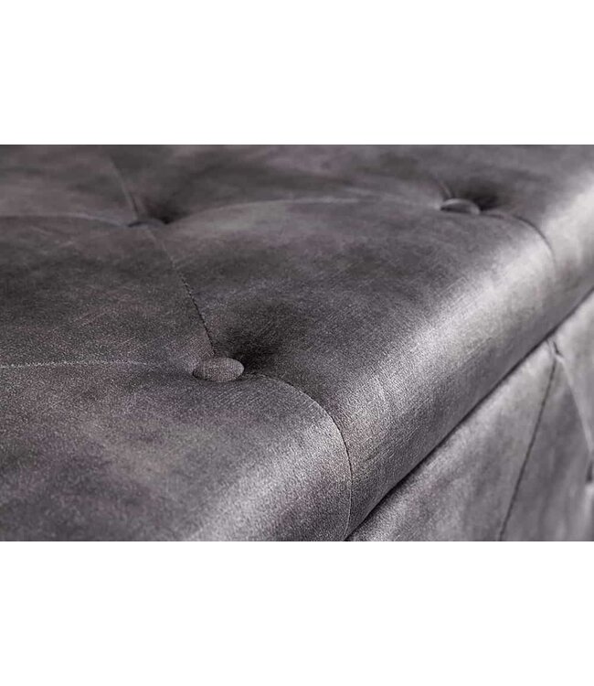 Invicta Interior Chesterfield Slaapbank EXTRAVAGANCIA 140cm Grijs Fluweel met opbergruimte - 44425