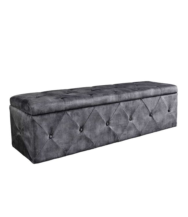 Invicta Interior Chesterfield Slaapbank EXTRAVAGANCIA 140cm Grijs Fluweel met opbergruimte - 44425