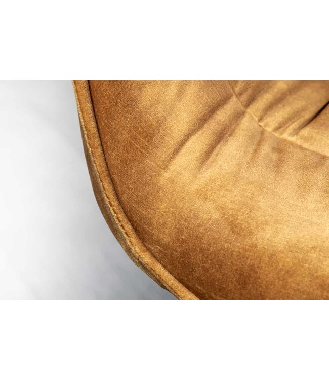 Invicta Interior Design stoel THE DUTCH COMFORT mosterdgeel fluweel met armleuning gestoffeerde zwarte metalen poten - 44276