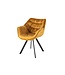 Invicta Interior Design stoel THE DUTCH COMFORT mosterdgeel fluweel met armleuning gestoffeerde zwarte metalen poten - 44276