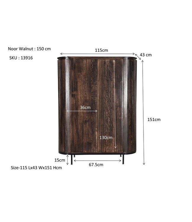 Livingfurn Noor Walnut 150cm-13916