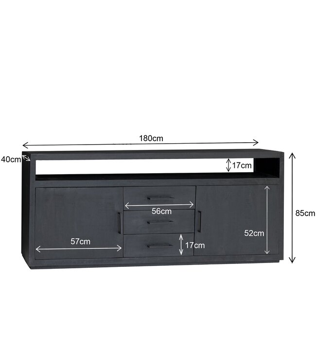 Livingfurn Jaxx Black 180cm-12367