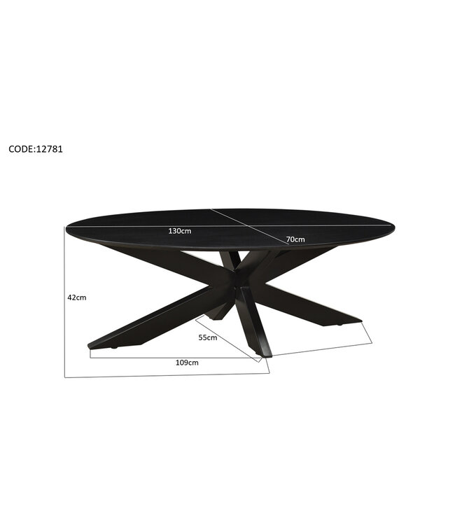 Livingfurn Oslo Oval Black130 cm-12781