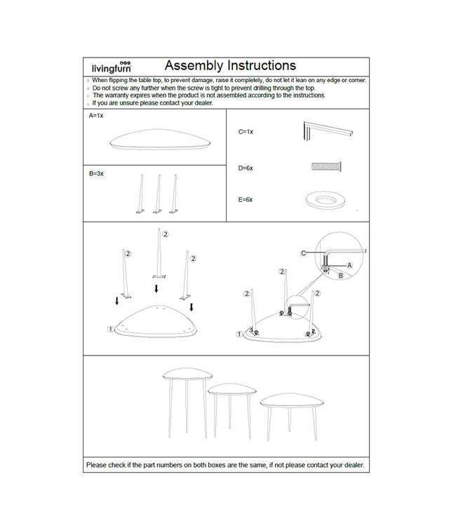 Livingfurn Brix Loua Black set of 3-13594