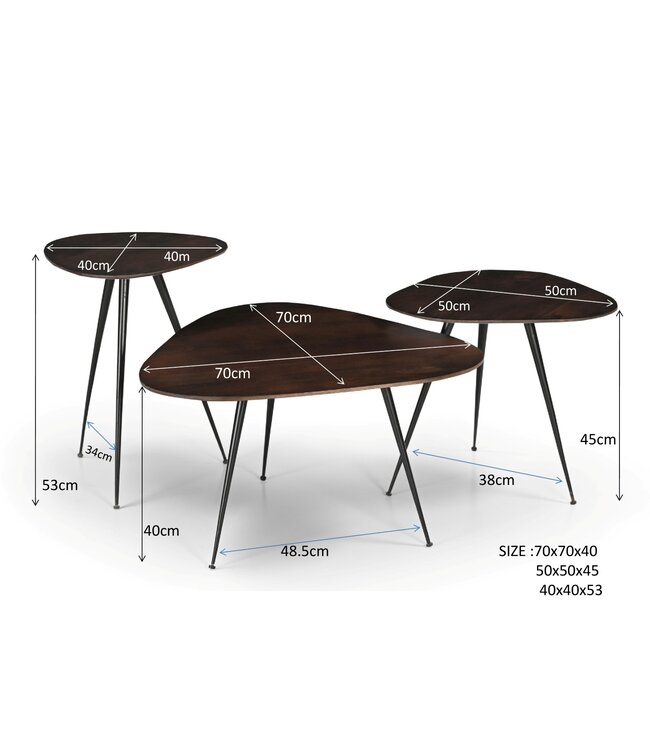 Livingfurn Brix Loua Brown set of 3-31159