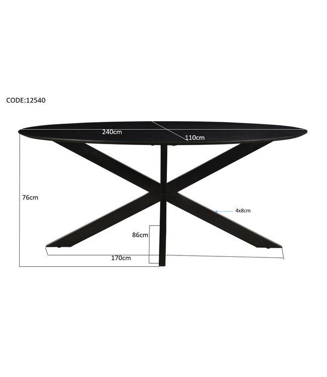 Livingfurn Oslo Black Oval 240 cm-12540