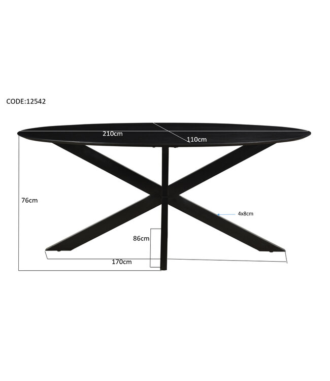 Livingfurn Oslo Black Oval 210 cm-12542