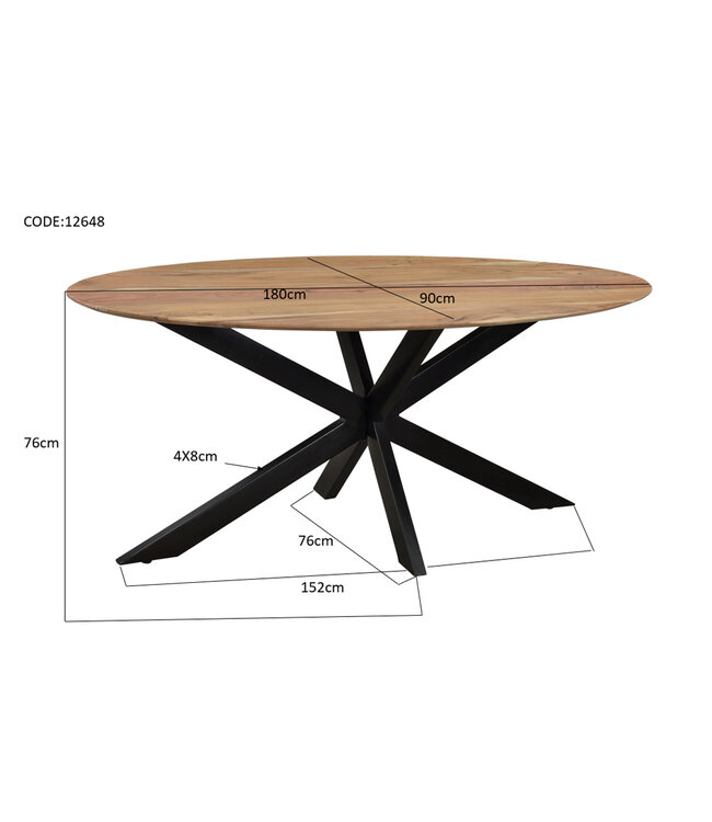 Livingfurn Oslo Oval Acasia 180cm-12648