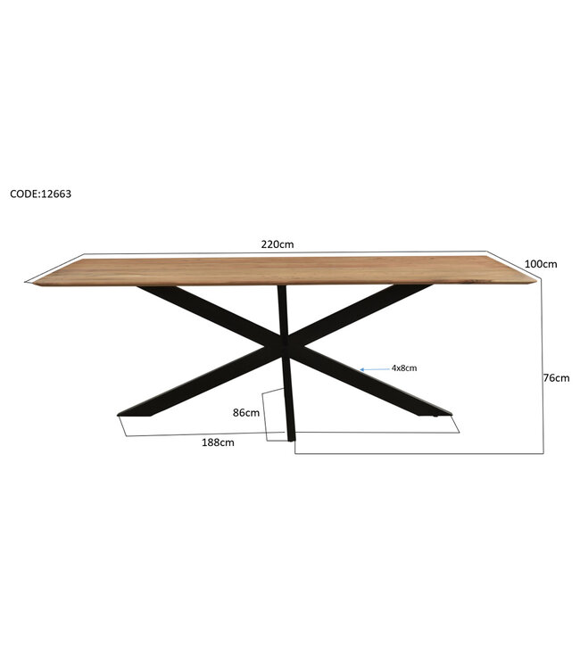 Livingfurn Oslo Spider Acasia 220 cm-12663