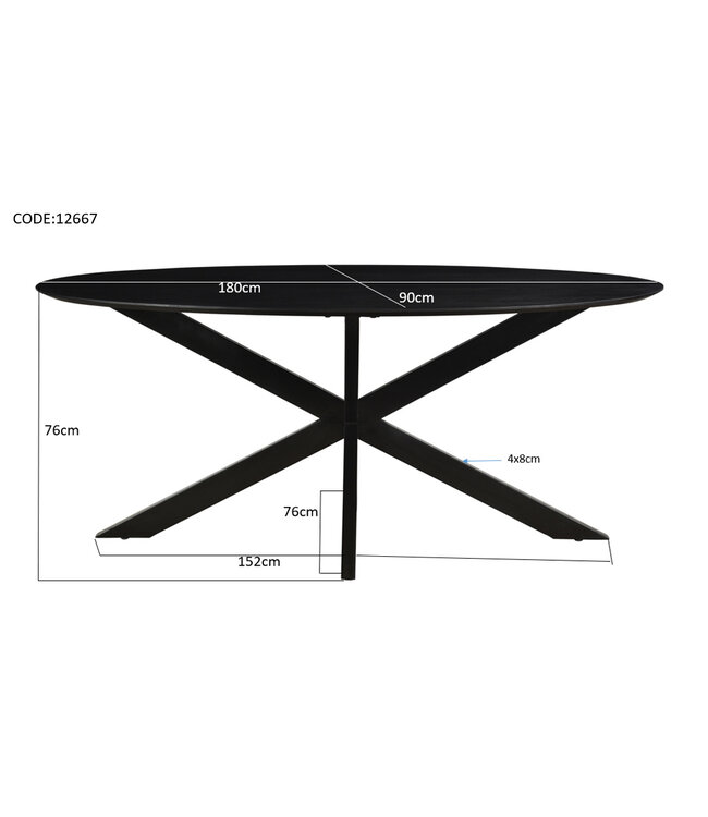 Livingfurn Oslo Oval Black 180 cm-12667