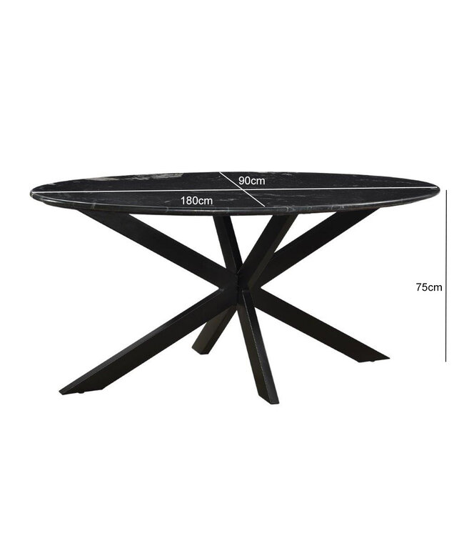 Livingfurn Marble Oval Spider Black 180cm-12741