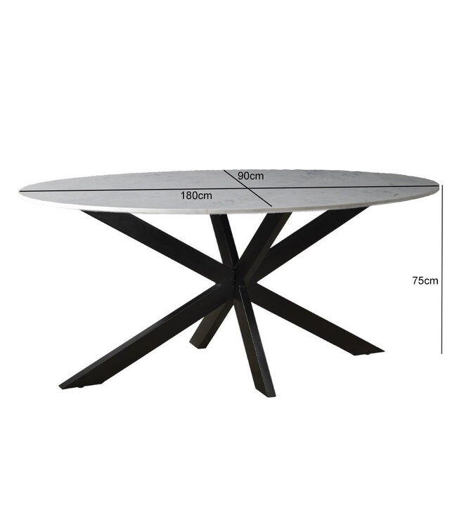 Livingfurn Marble Oval Spider White 180cm-12814