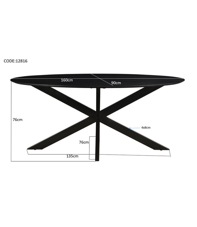 Livingfurn Oslo Oval Black 160 cm-12816